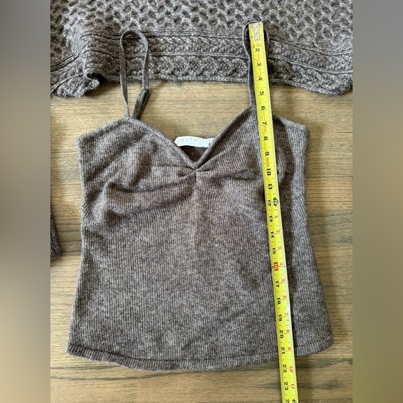 Anthropologie ASTR The Label Cable Knit Sweater Shrug Set-Brown-Size Medium - Picture 10 of 16